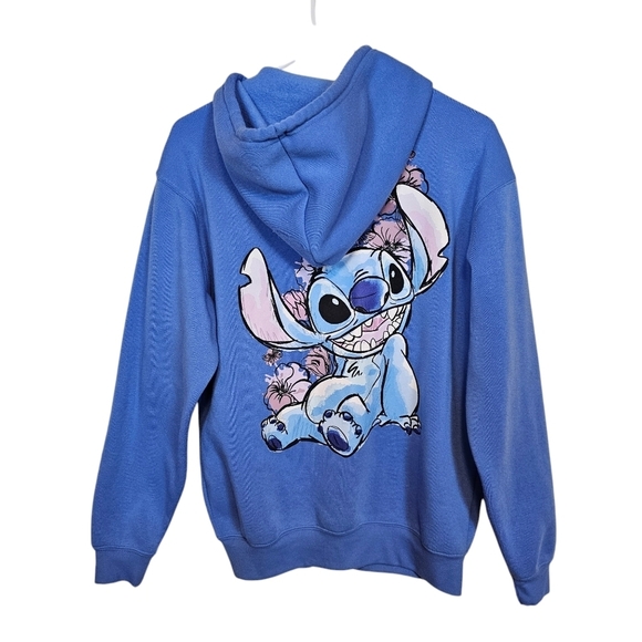 Lilo & Stitch Disney Zip-Up Hoodie Sweater Jacket Grapic Floral - Picture 3 of 5